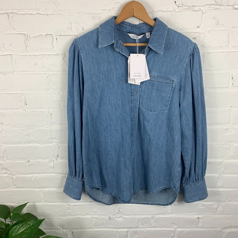 & Other Stories Button-Up Blouse Blue Size 10
